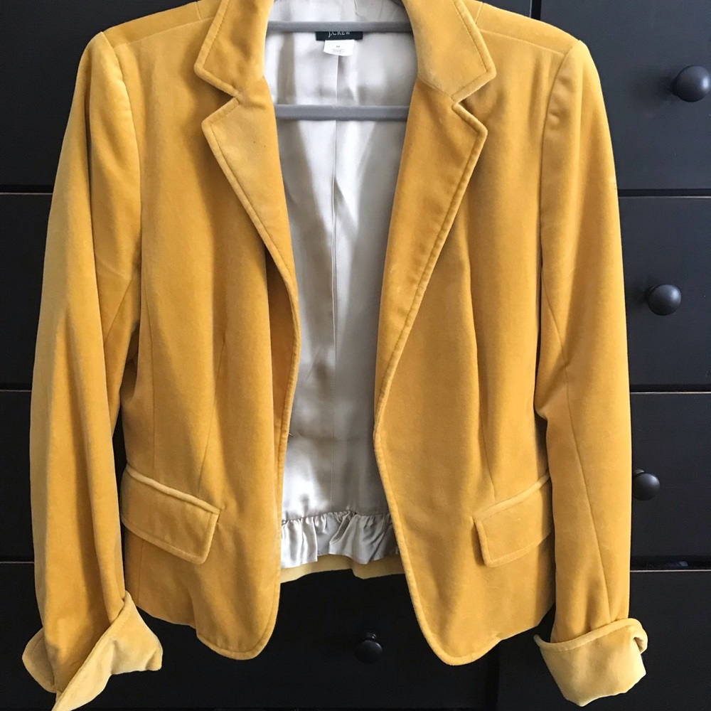 Satin lined J Crew gold velvet blazer size 12